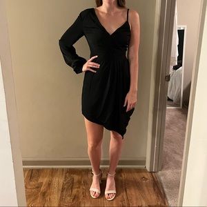 Black one sleeve cocktail dress